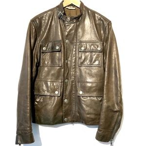 Vintage DKNY mens leather biker jacket size M